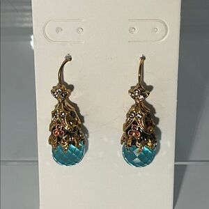 NWOT Bronzo Italia Gold Plated Bronze Designer Gemstone Earrings
